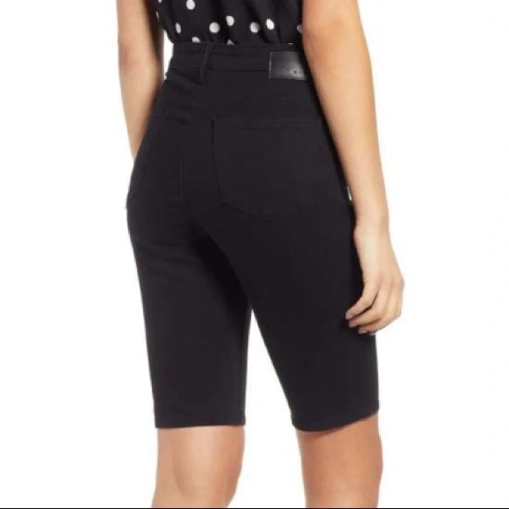 Leith High Rise Stretch Denim Long Biker Shorts 25